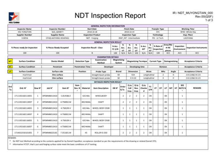 NDT Inspection Repor